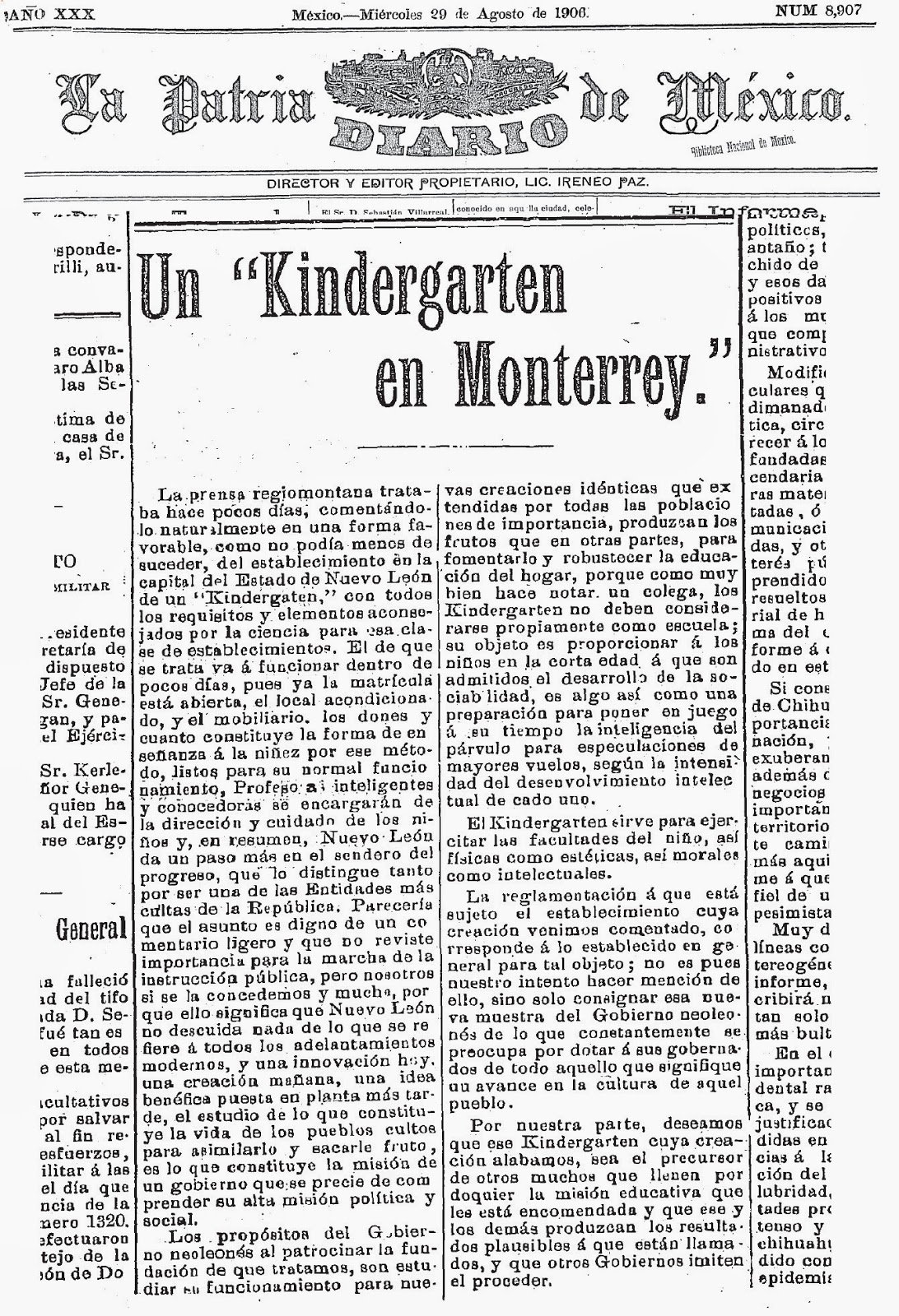 Así se vivió en 1906 la emoción del primer kinder en Nuevo León